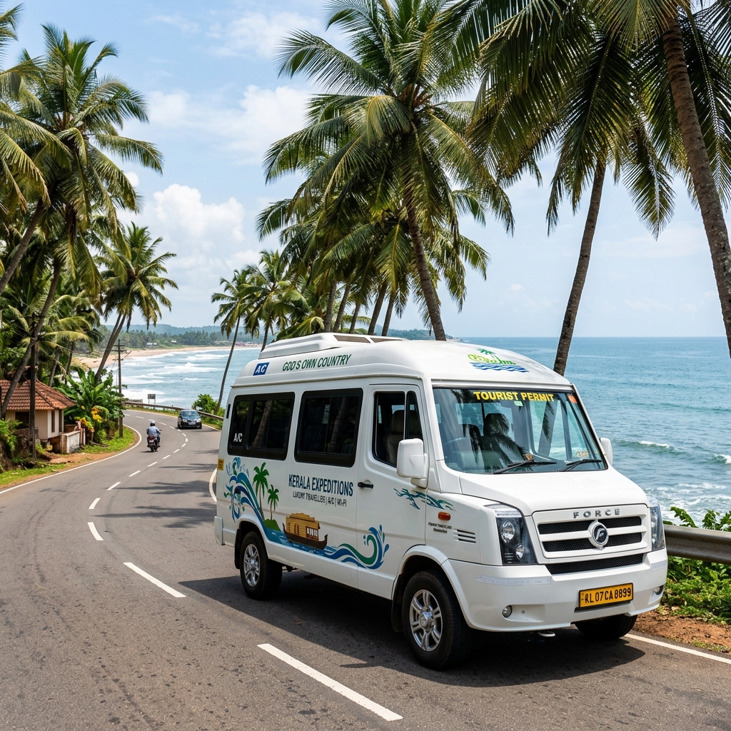 Lotus Travels Luxury Tempo Traveller tourist van in Kerala